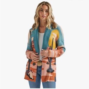 Wrangler Retro Desert Landscape Women's medium Sweater shawl Cardigan M